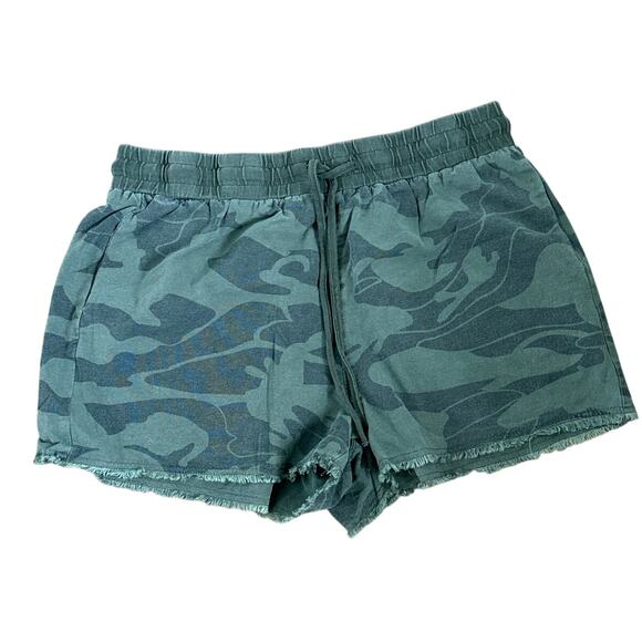 Brooklyn Karma Camo Print Pull On Drawstring Denim Stretch Shorts Green Sz L - Picture 2 of 6